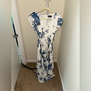 Lulus White and Blue High Low Dress